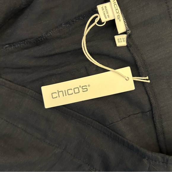 Chico's Women's Linen Wide Leg Pants Size 16 R Navy Pull On Stretch NWT $99 - Picture 14 of 16